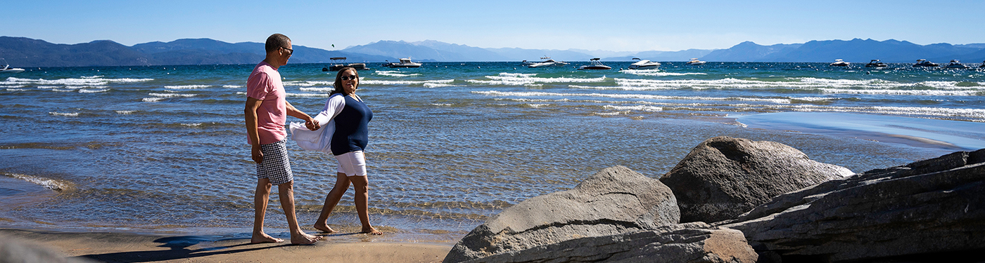 Couple on the beach at Lake Tahoe