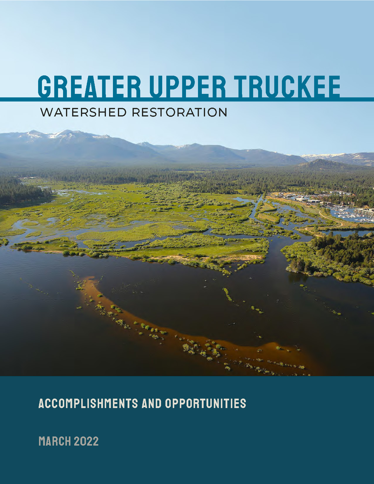 Report cover with text saying Greeter Upper Truckee Watershed Restoration
