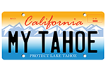 Image of a California license plate with text saying My Tahoe Plate