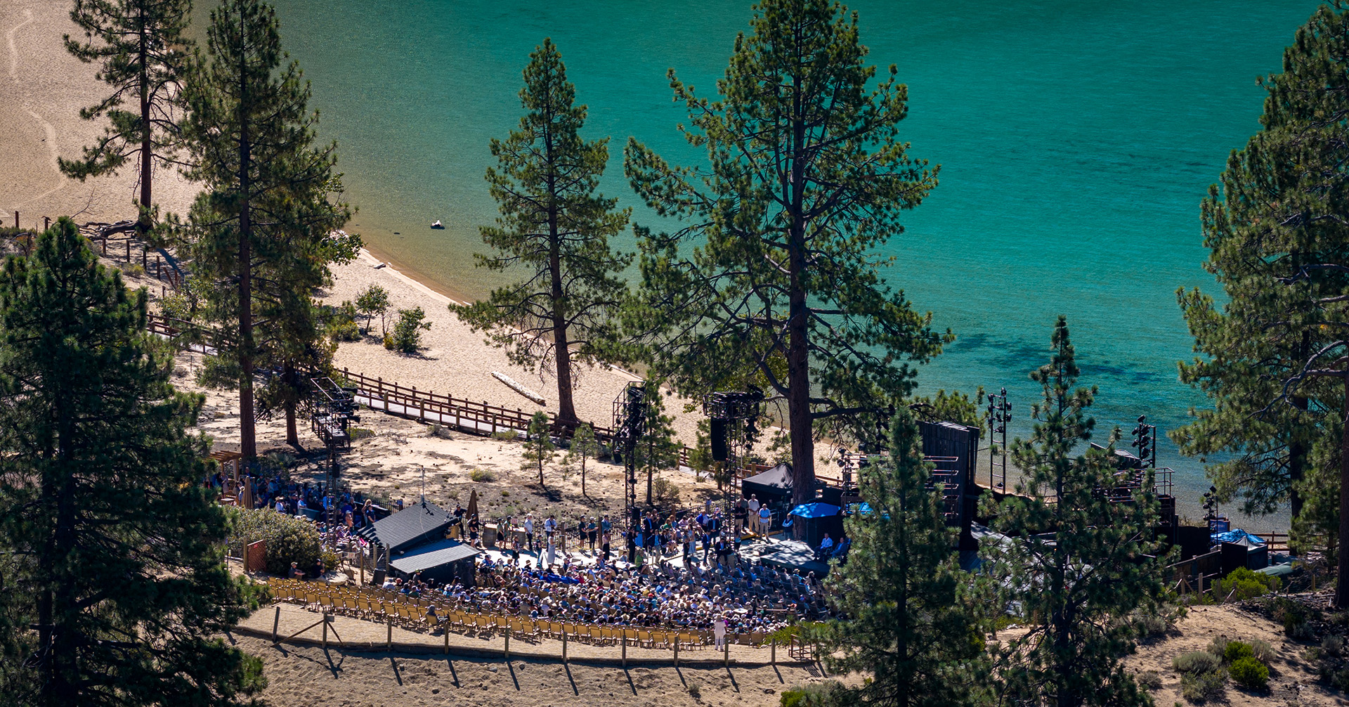 The crowd at the 30th annual Lake Tahoe Summit at Sand Harbor on Lake Tahoe's eastern shore.